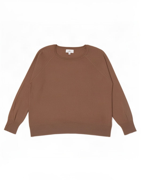 Maglione maglione oversize con scollo a barca da donna Zara UK 18 XL viscosa marrone