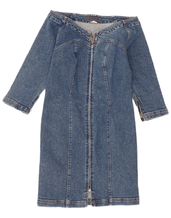 Sasch Abito da donna in denim con maniche a 3/4 spalle scoperte UK 12 Cotone blu medio