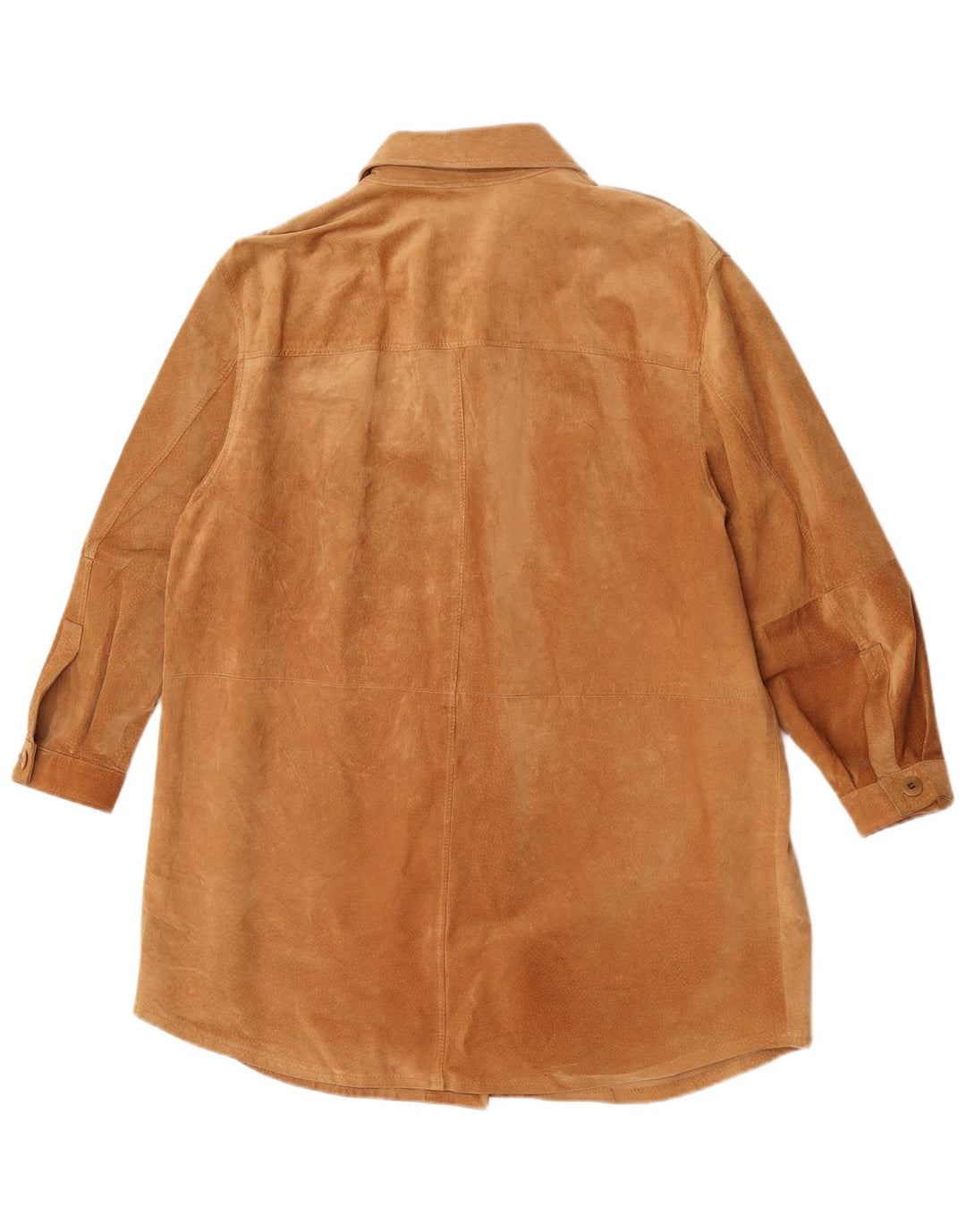 Camicia overshirt da donna vintage in pelle scamosciata UK 18 XL Marrone