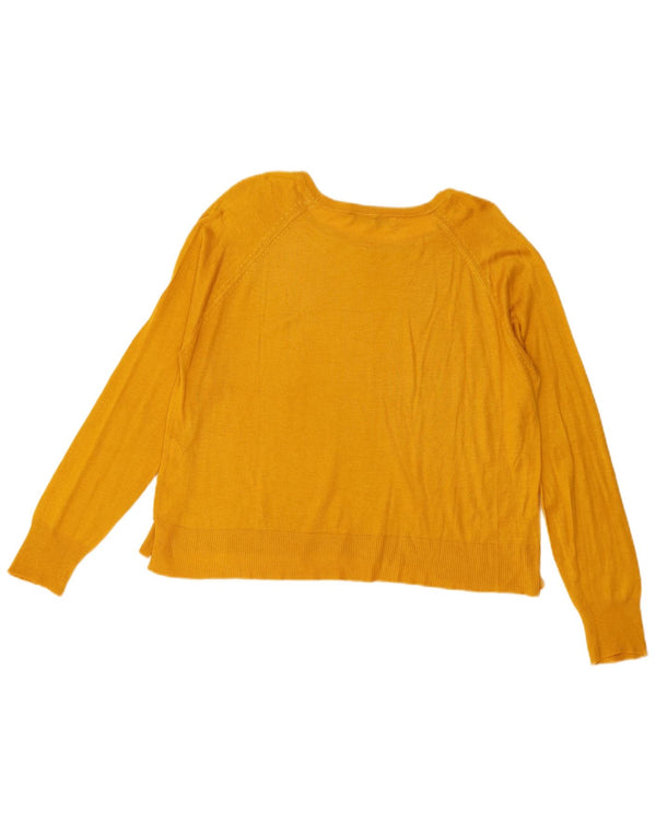 Maglione maglione oversize con scollo a barca da donna Zara UK 14 Viscosa gialla media