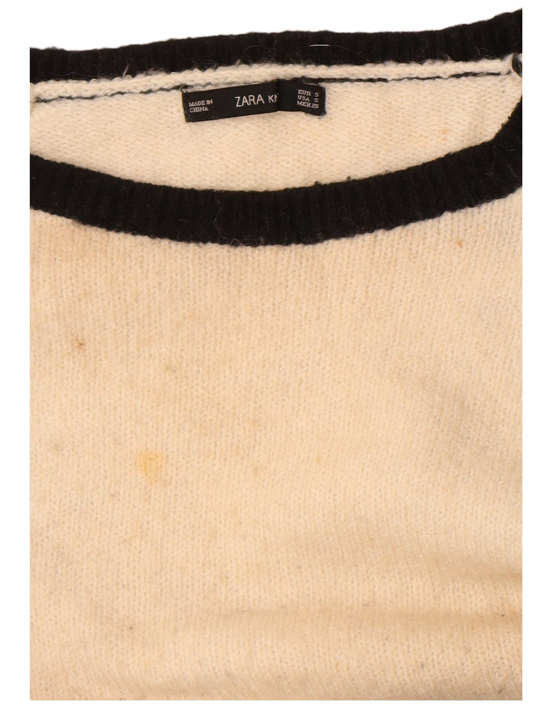 Maglione maglione girocollo da donna Zara UK 10 piccolo bianco color block