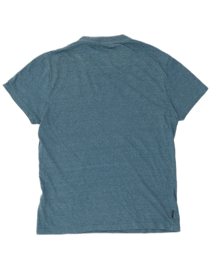 T-shirt da uomo SUPERDRY Top in cotone chiazzato blu piccolo