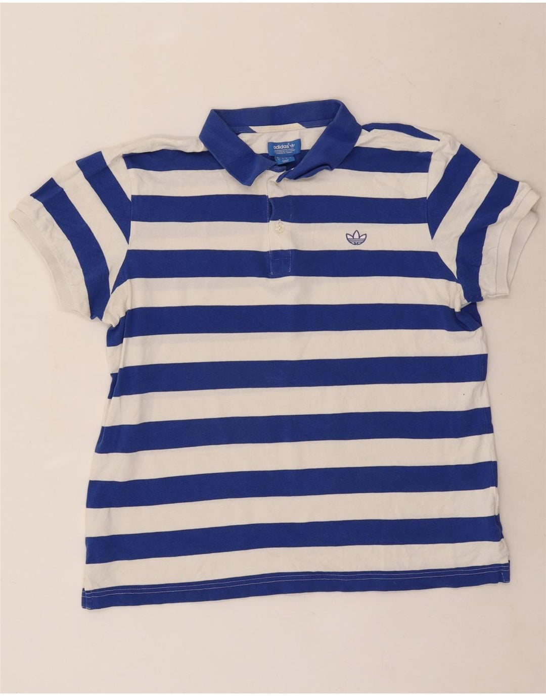 Polo Adidas da uomo in cotone a righe grandi blu
