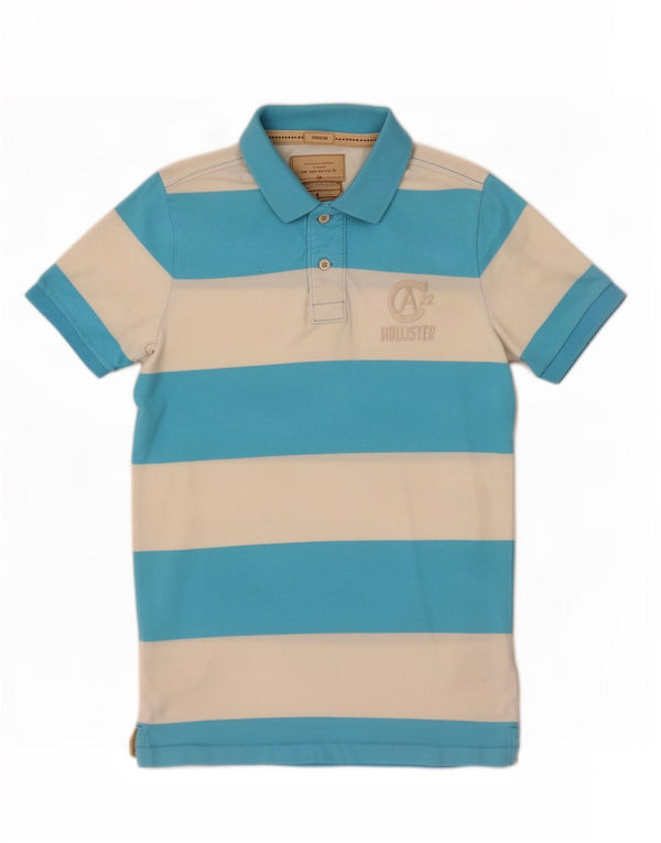 Polo Hollister da uomo in cotone a righe grandi blu