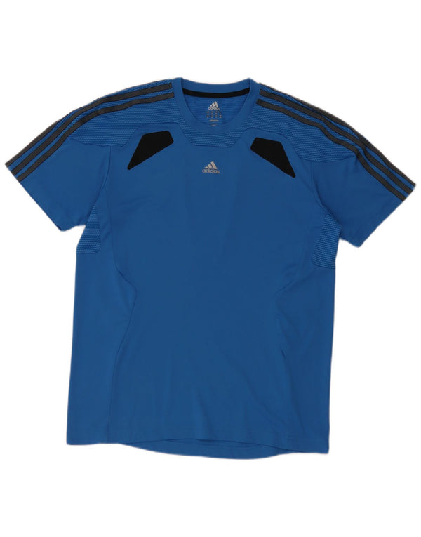 T-shirt Adidas Climacool da uomo Top in poliestere color block blu medio