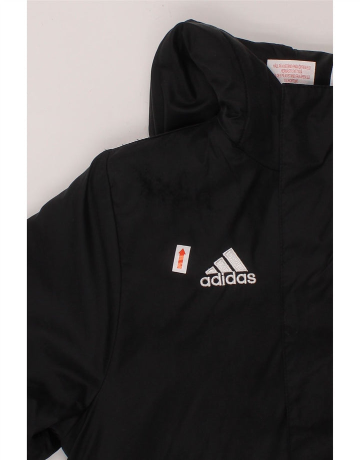 ADIDAS Boys Hooded Rain Jacket 7-8 Years Black Nylon Vintage Adidas and Second-Hand Adidas from Messina Hembry 