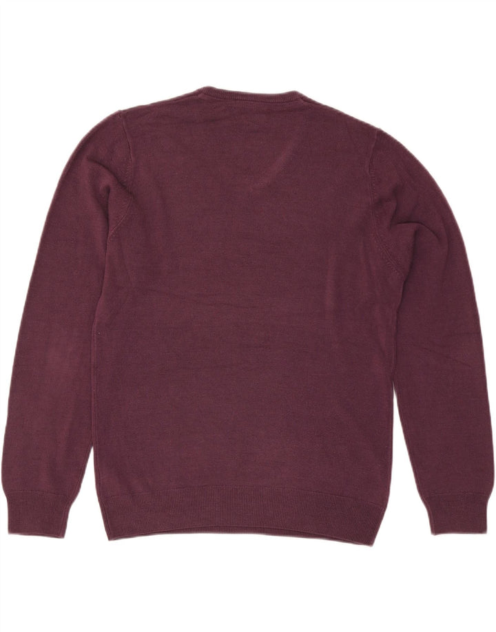 Maglione da uomo Marks & Spencer vestibilità regolare con scollo a V bordeaux medio