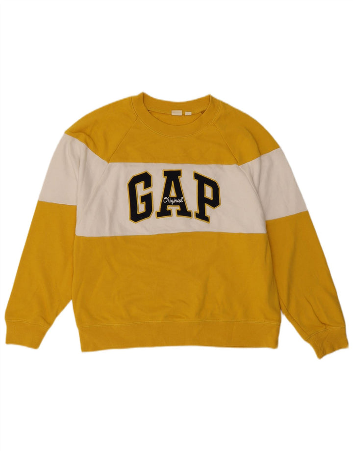 Gap Felpa con grafica da donna Maglione UK 14 Cotone color block giallo medio