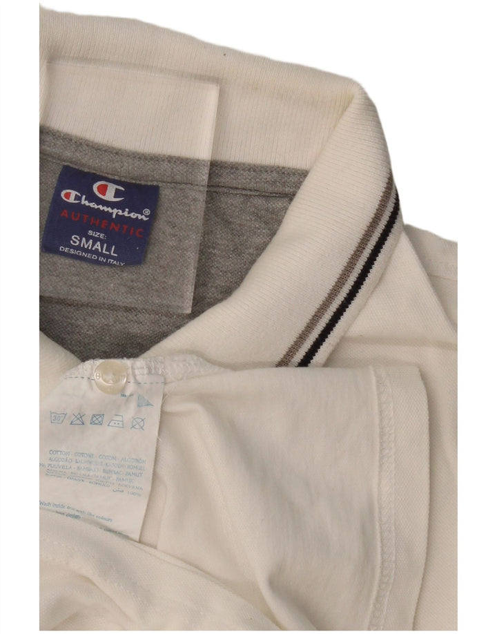 CHAMPION Mens Polo Shirt Small White Cotton