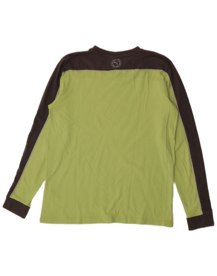 Maglia Puma da uomo a maniche lunghe in cotone color block verde medio
