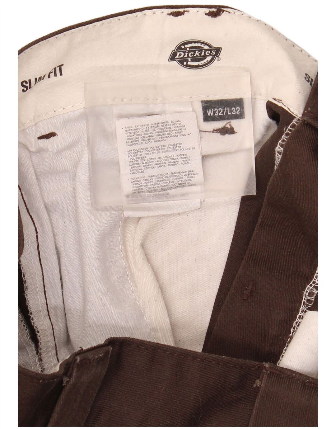 Pantaloni chino slim fit da uomo Dickies W32 L32 poliestere marrone