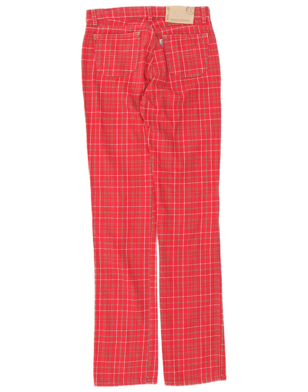 Pantaloni casual dritti da donna Jeckerson W27 L33 in cotone a quadri rossi