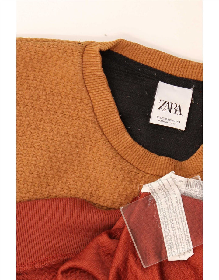 Felpa Zara da uomo maglione XL poliestere colorato a blocchi di colore