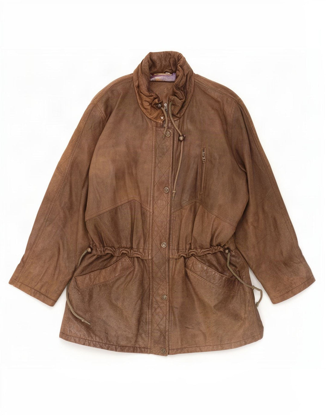 Cappotto in pelle vintage da donna EU 40 Marrone medio
