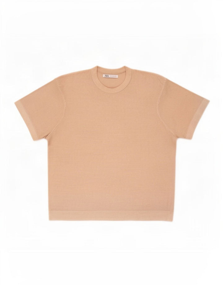 T-shirt Zara da uomo Top Small in cotone beige