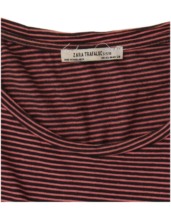 Top corto Zara Trafaluc da donna UK 10 piccolo gessato rosa