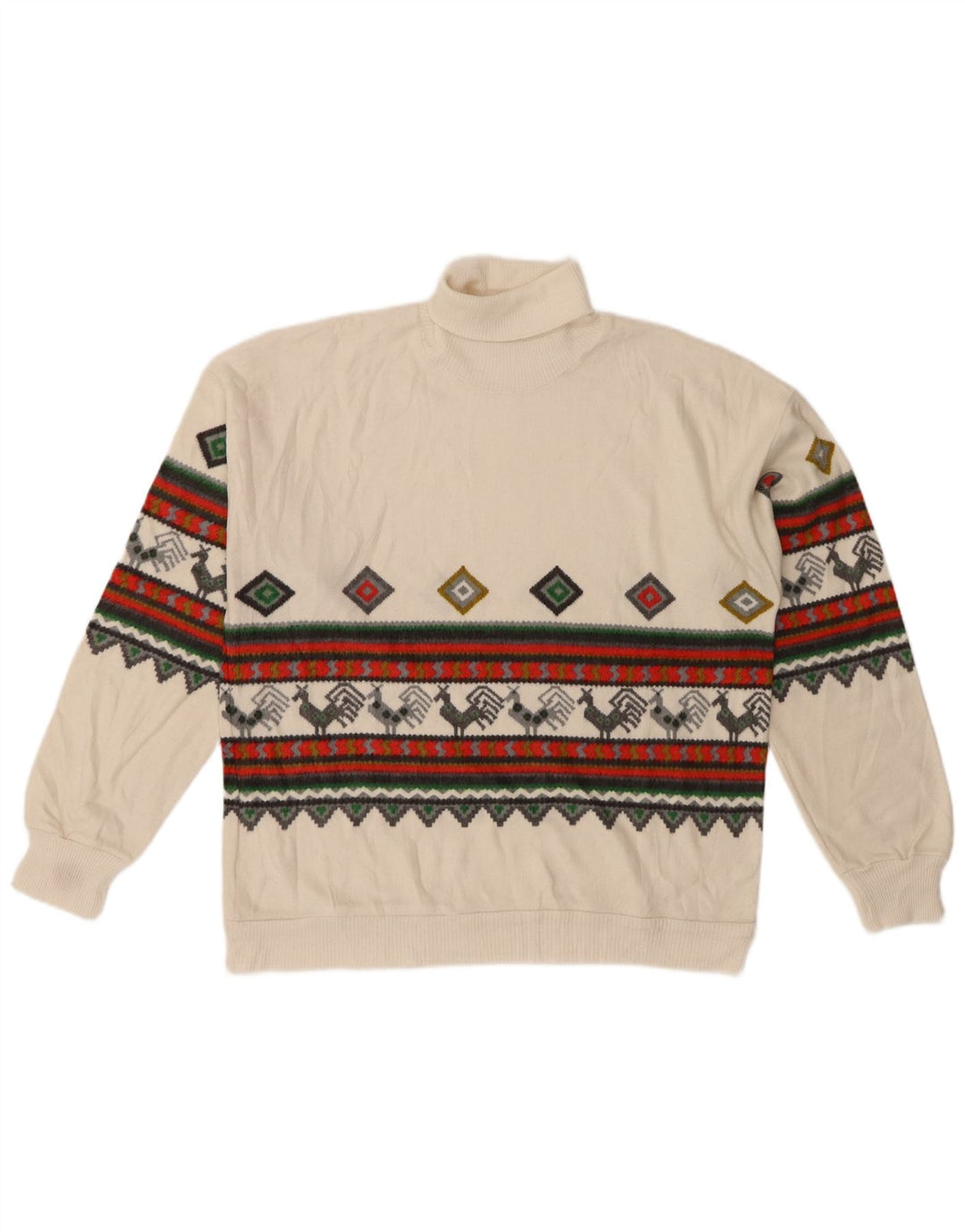 Maglione maglione vintage da donna con collo alto IT 44/46 poliacrilico bianco medio
