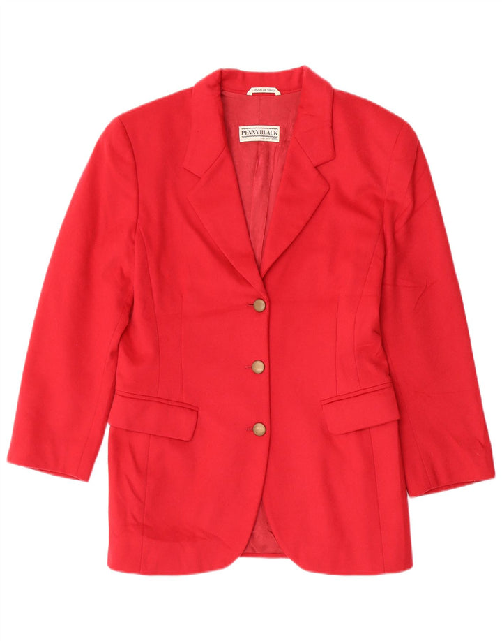 Giacca blazer a 3 bottoni da donna Penny Black UK 12 lana rossa media