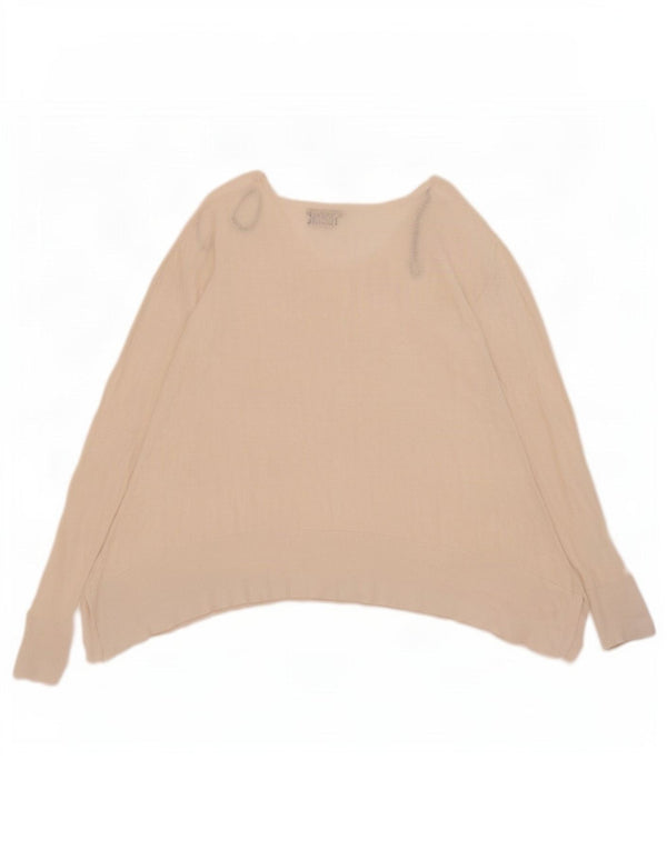 Massimo Dutti Maglione da donna corto con scollo a V UK 16 Grande seta bianco sporco