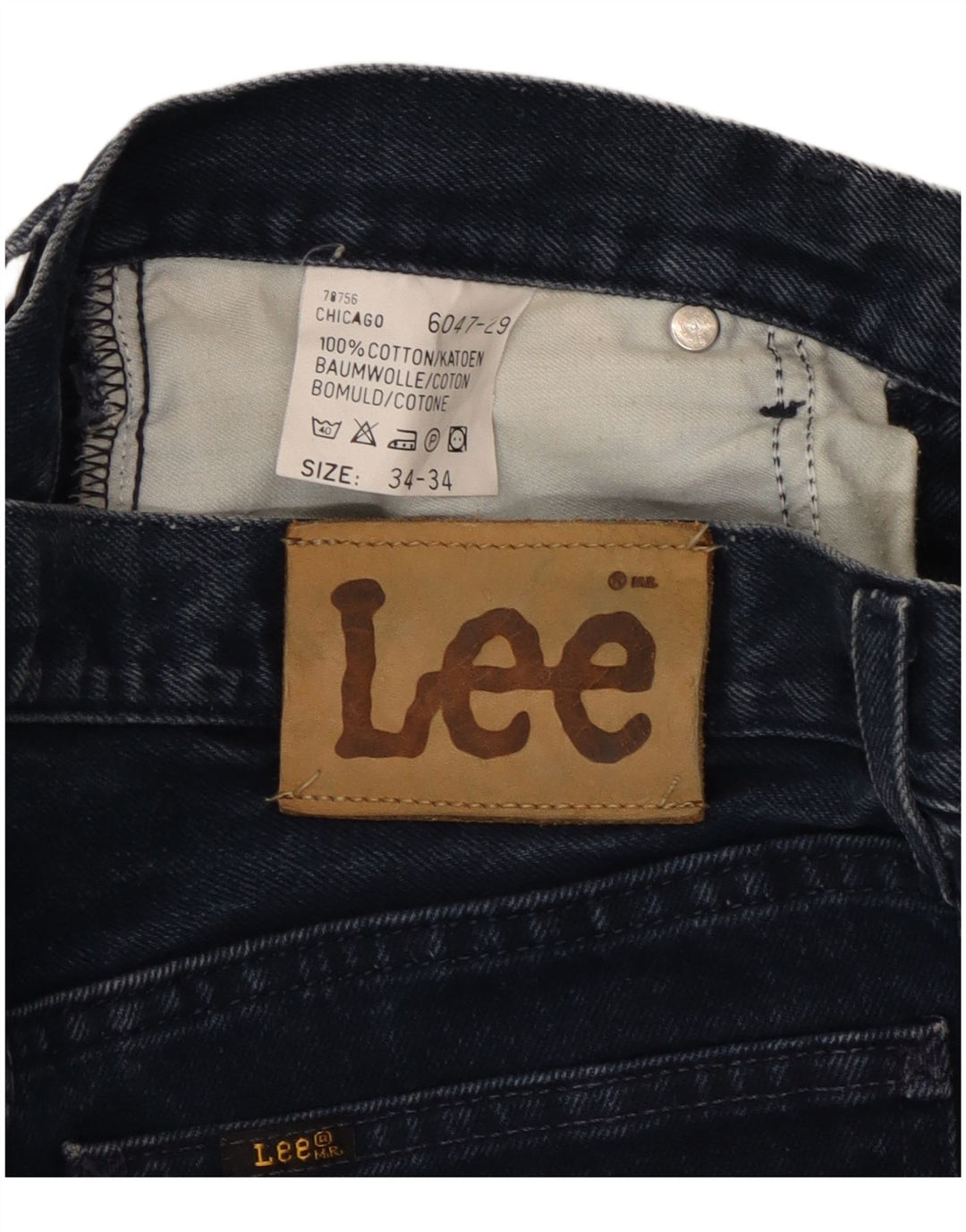 Jeans dritti Chicago da uomo Lee W34 L28 cotone blu navy