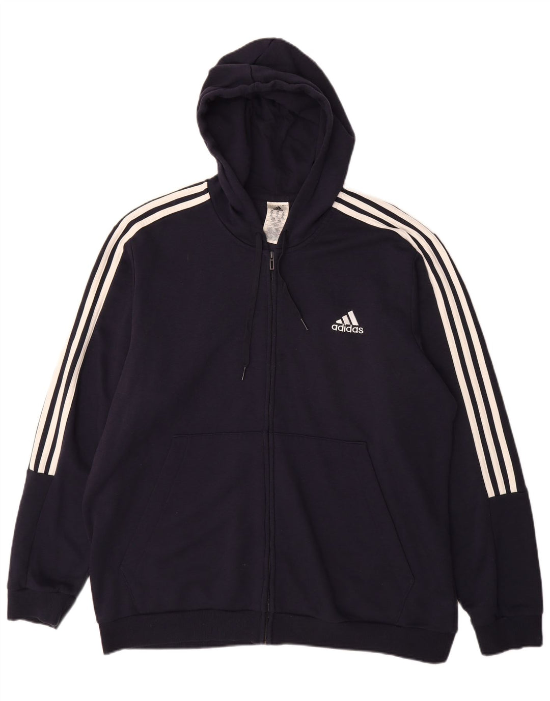 Maglione con cappuccio e zip da uomo Adidas 2XL cotone blu navy