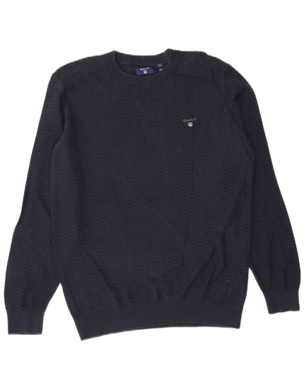 Gant Uomo Maglione Girocollo Maglione Grande Cotone Chevron Blu Navy