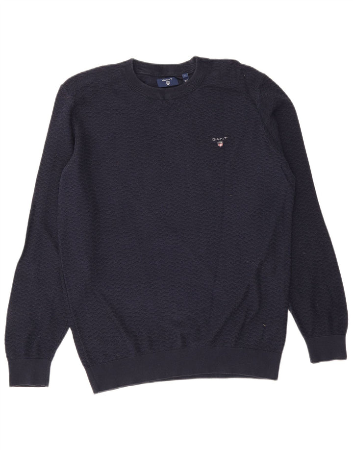 Gant Uomo Maglione Girocollo Maglione Grande Cotone Chevron Blu Navy