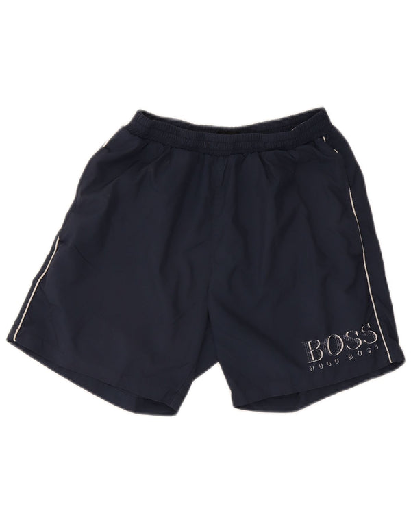 Pantaloncini sportivi grafici da uomo Hugo Boss piccoli in poliestere blu navy