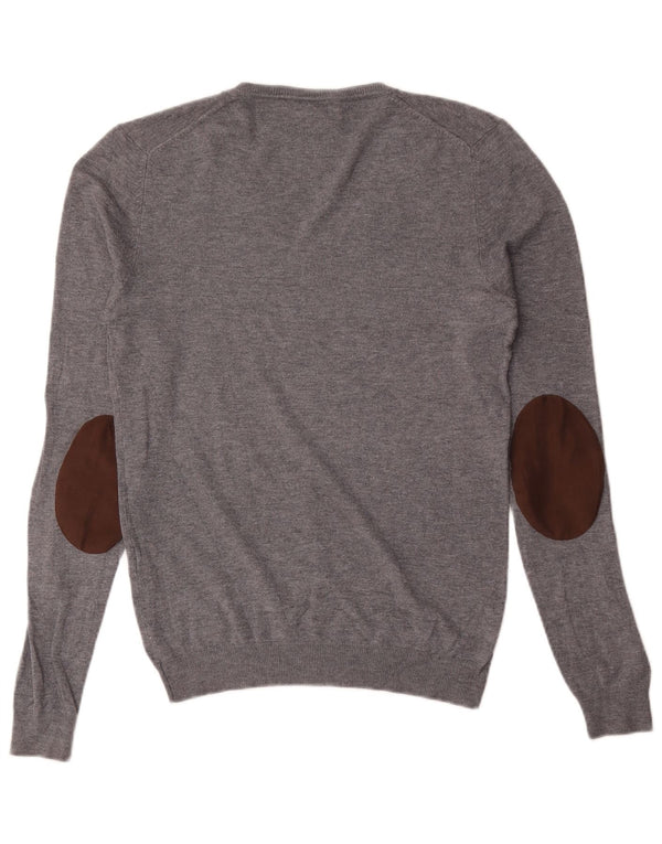 Maglione Zara da uomo con scollo a V in viscosa grigio medio