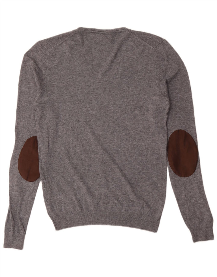 Maglione Zara da uomo con scollo a V in viscosa grigio medio