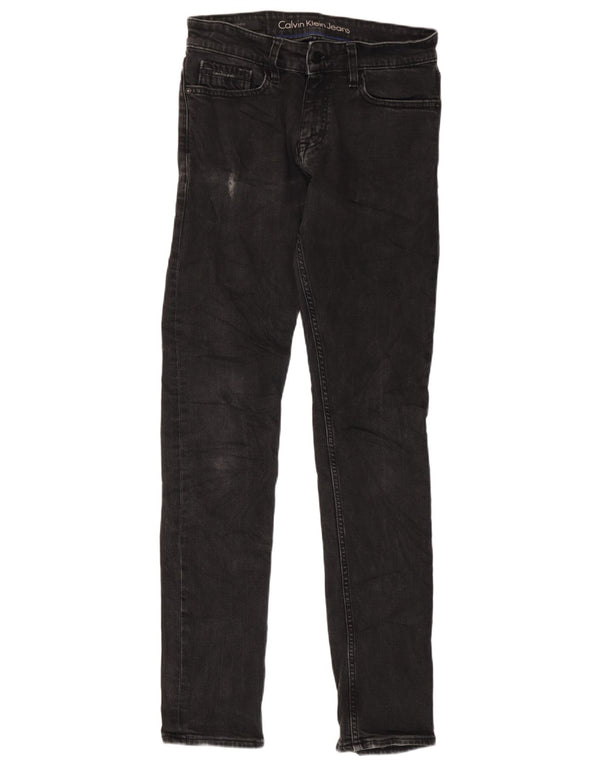 Jeans slim invecchiati da uomo Calvin Klein W28 L34 cotone nero