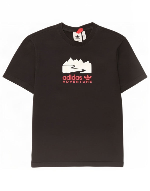 T-shirt grafica da uomo Adidas Top piccola in cotone nero