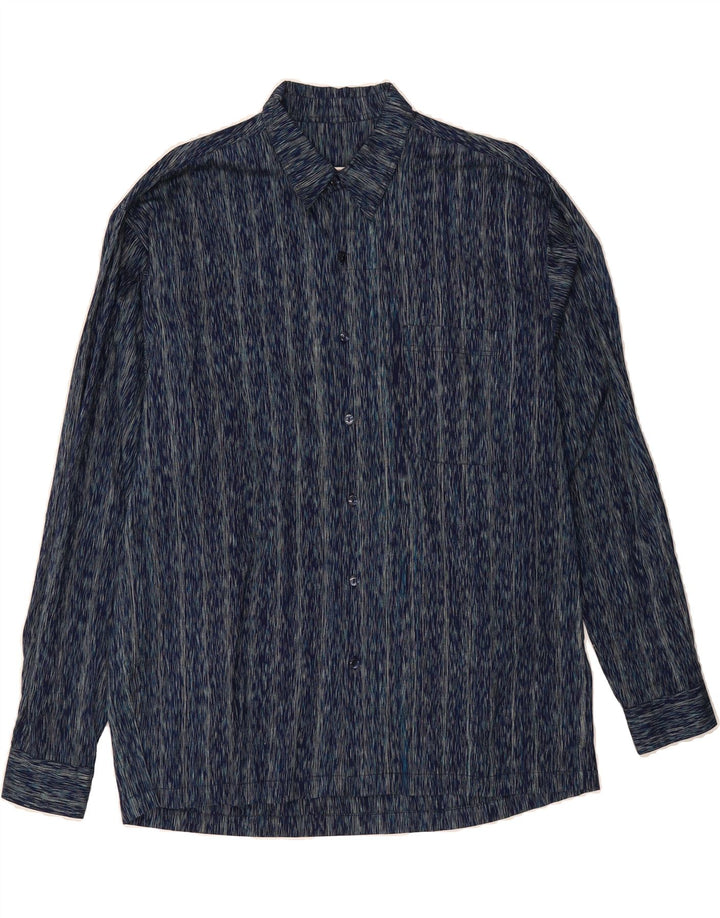 VINTAGE Mens Shirt Large Navy Blue Striped Vintage Vintage and Second-Hand Vintage from Messina Hembry 
