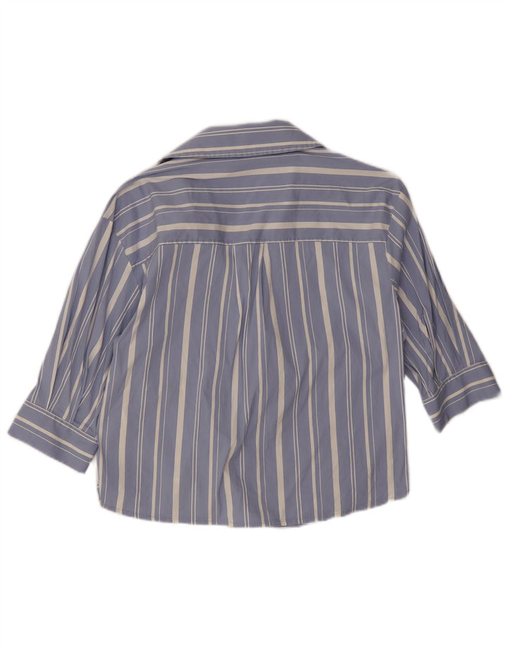Woolrich Donna Camicia Oversize con Maniche a 3/4 Camicetta UK 10 Piccola a Righe Blu