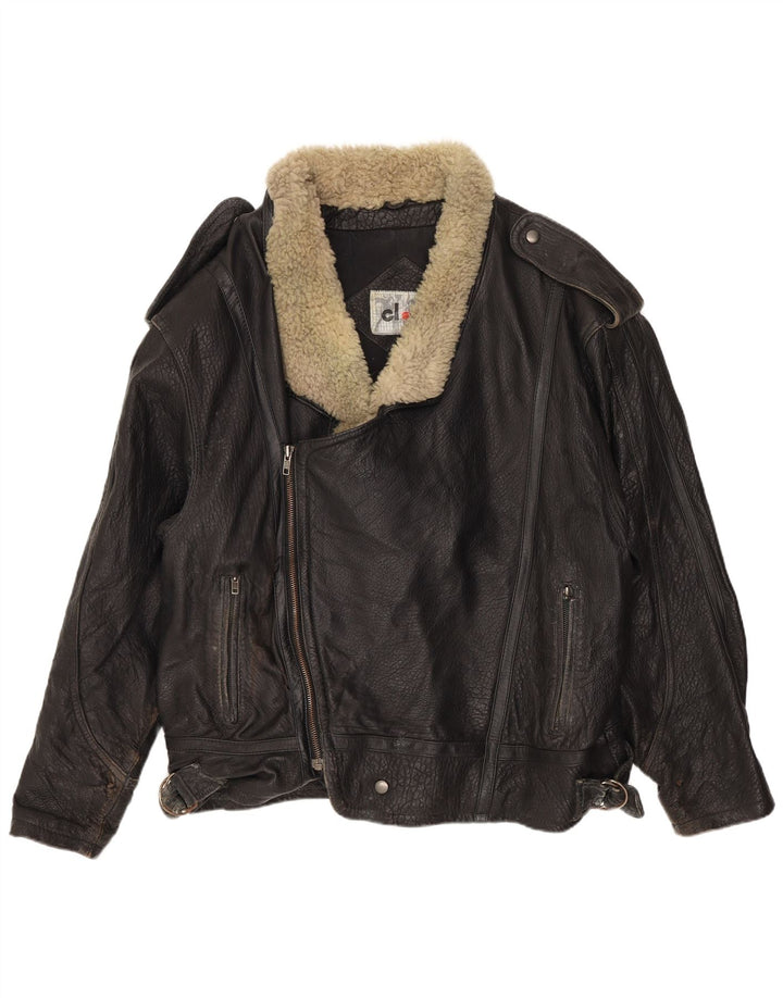 Giacca da motociclista in pelle da uomo Clout UK 42 XL Pelle nera