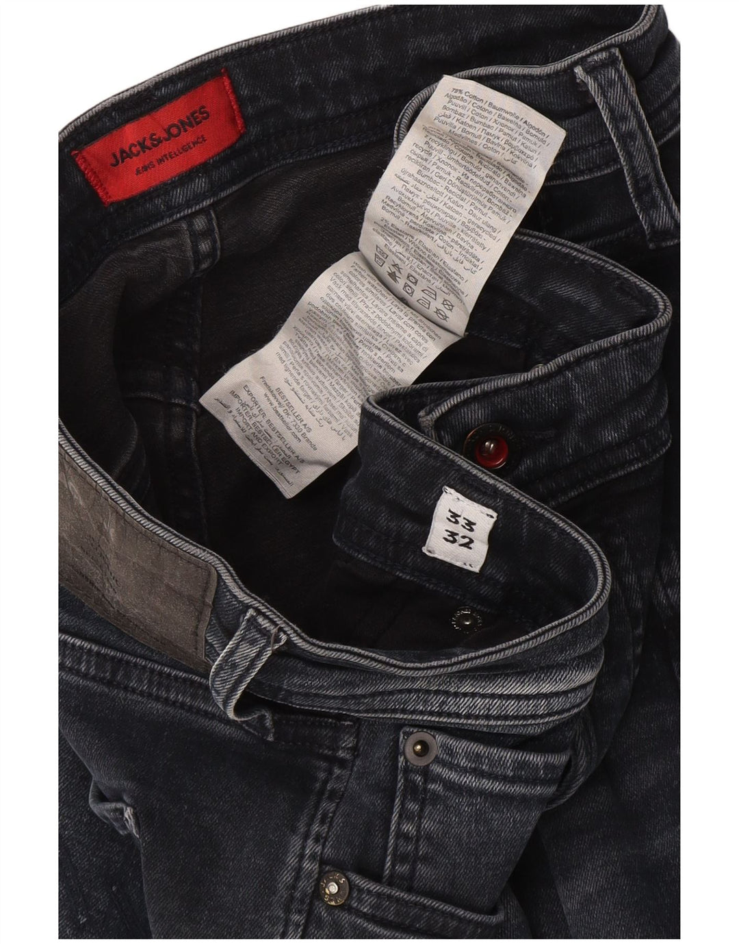 Jack & Jones Uomo GLENN Slim Jeans W33 L32 Blu Navy Cotone