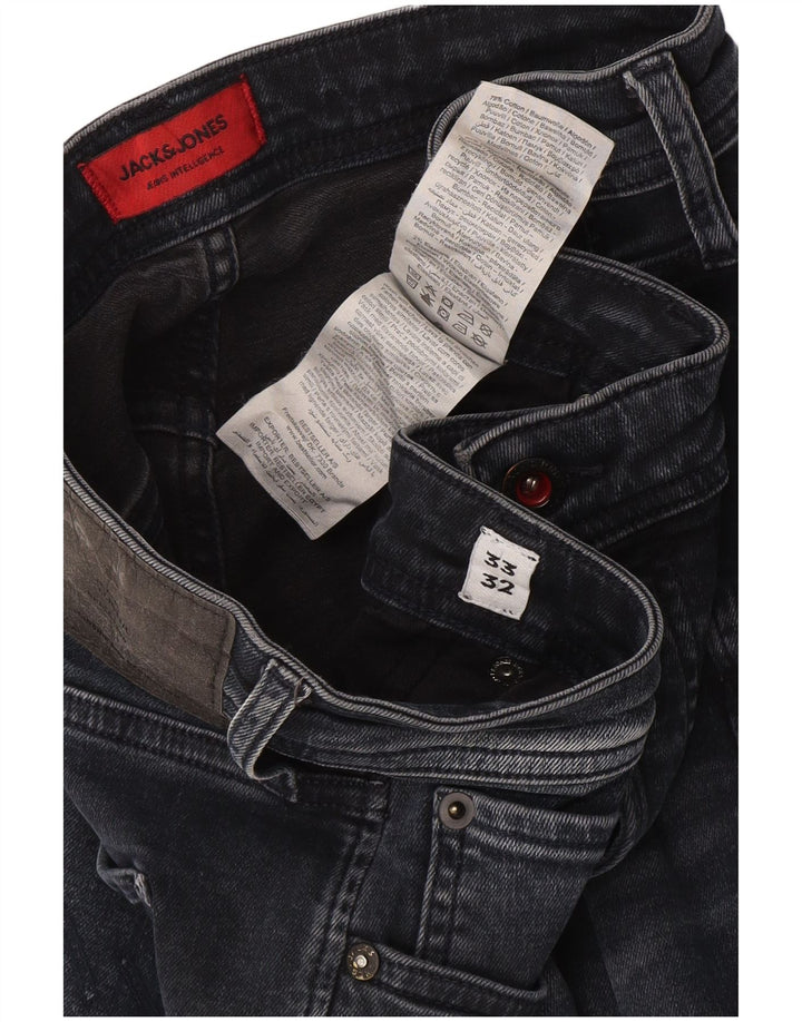 Jack & Jones Uomo GLENN Slim Jeans W33 L32 Blu Navy Cotone