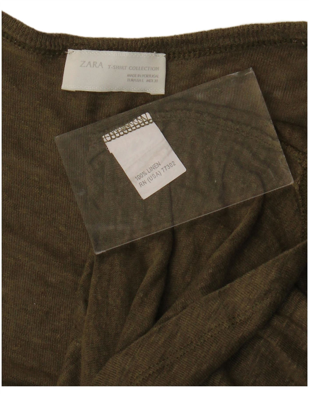 Maglia ZARA da donna a maniche lunghe UK 14 grande lino kaki