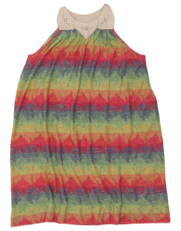 Abito basic vintage da donna senza maniche UK 12 a righe multicolori medie