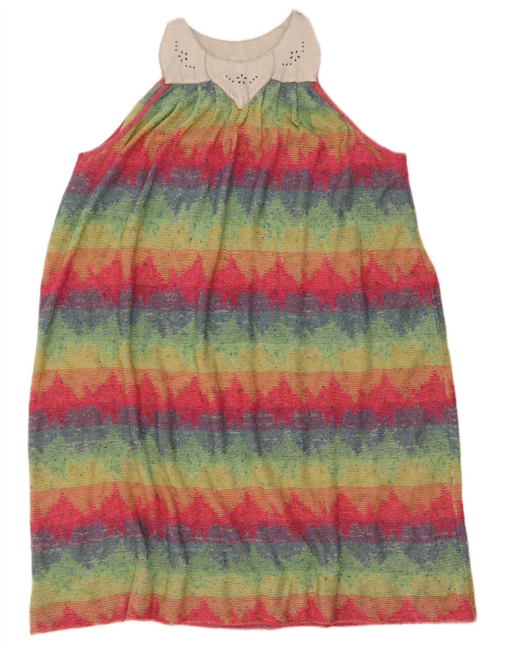 Abito basic vintage da donna senza maniche UK 12 a righe multicolori medie