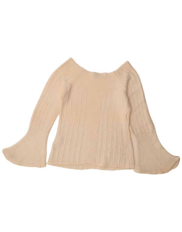 Maglione corto con scollo a barca da donna Zara UK 14 grande cotone bianco sporco