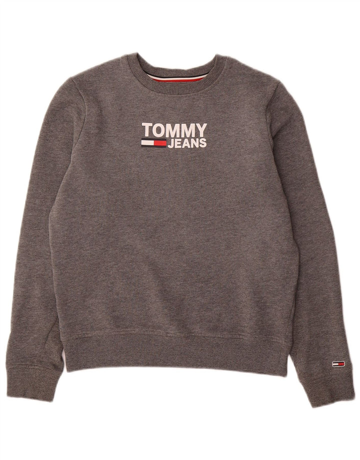 TOMMY HILFIGER Felpa con grafica oversize da donna UK 6 XS Grigio