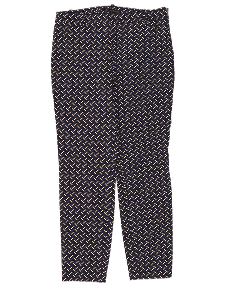 Pantaloni casual slim da donna Zara medi W30 L28 blu navy geometrici