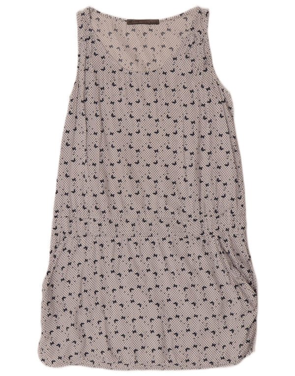 Abito Zara da donna senza maniche a vita bassa UK 10 piccolo bianco maculato