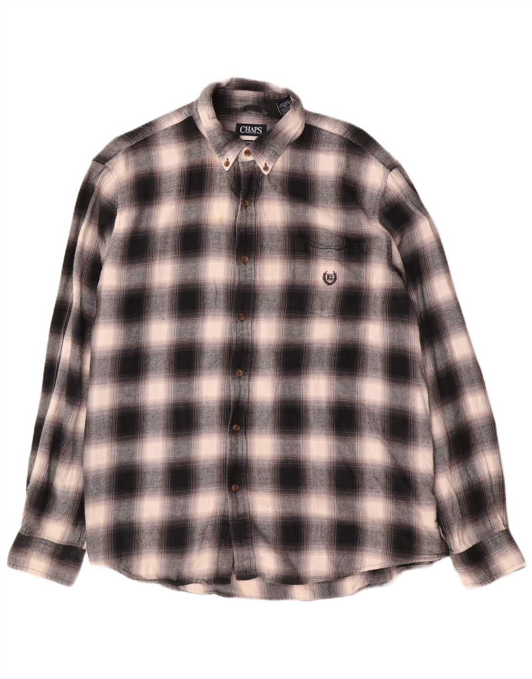 Camicia in flanella da uomo Chaps 2XL in cotone a quadri grigi