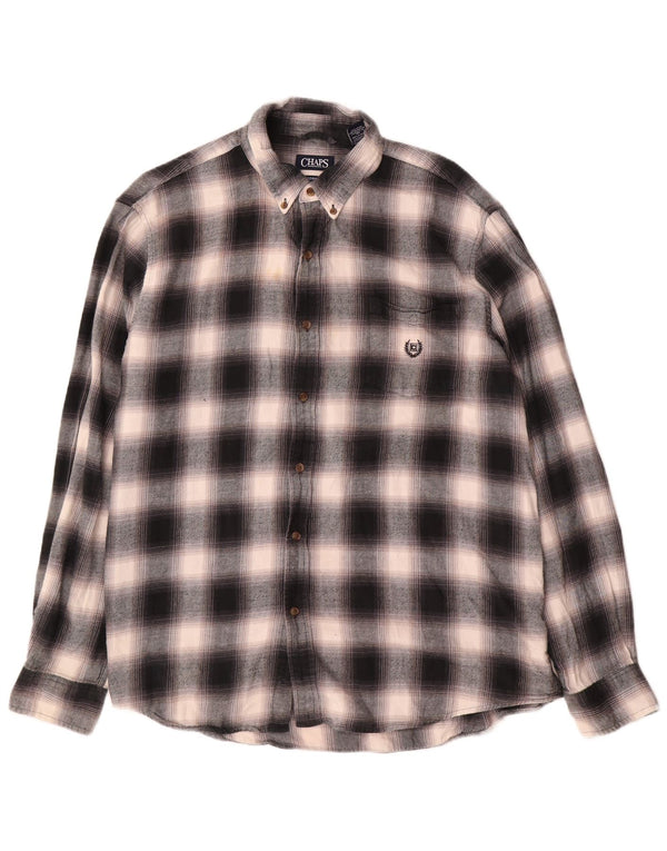 Camicia in flanella da uomo Chaps 2XL in cotone a quadri grigi