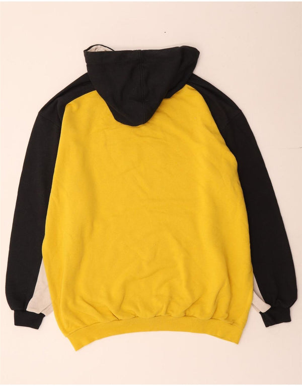 Felpa con cappuccio grafica da uomo Reebok, grande, in cotone color block giallo
