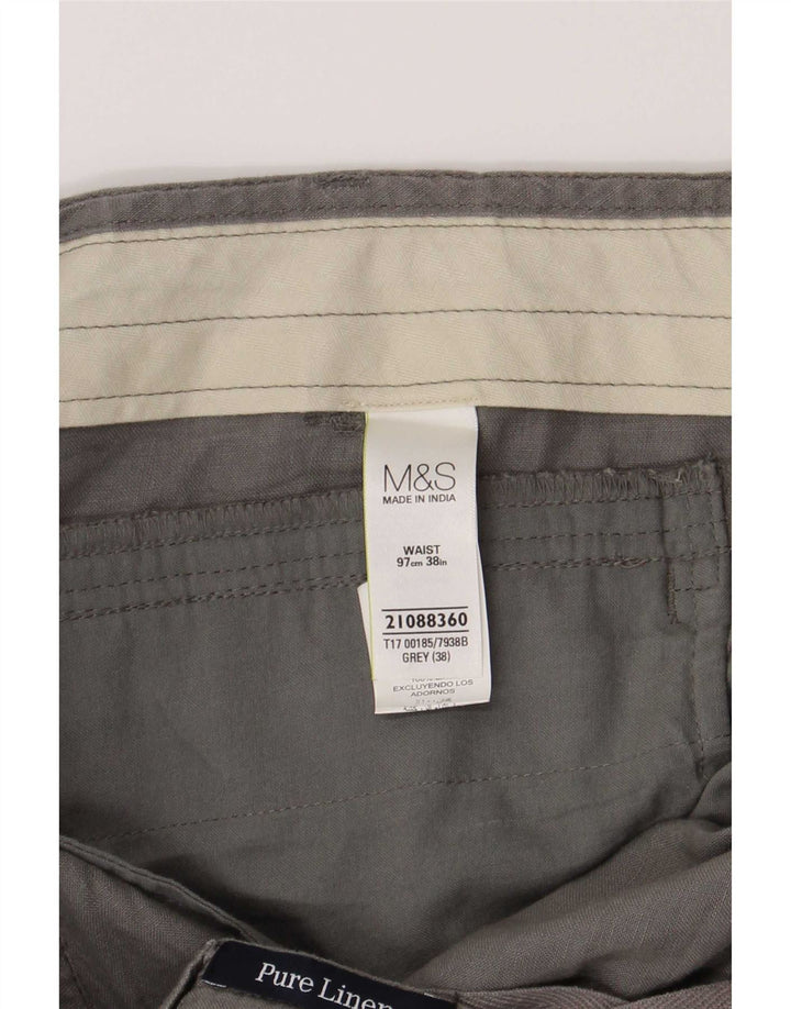 Pantaloncini chino da uomo Marks & Spencer W38 XL Lino grigio