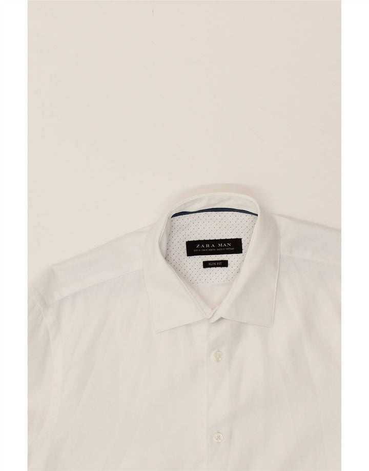 ZARA Mens Slim Fit Shirt Medium White Cotton Vintage Zara and Second-Hand Zara from Messina Hembry 