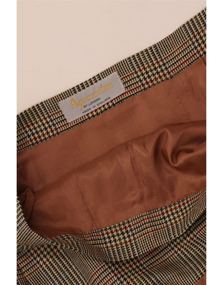 Gonna dritta da donna Aquascutum W32 grande pied de poule marrone